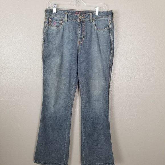 CJ Blue High Rise Embroidered Bootcut Jeans 8P - Picture 3 of 6